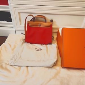 Hermes orange red herbag crossbody bag